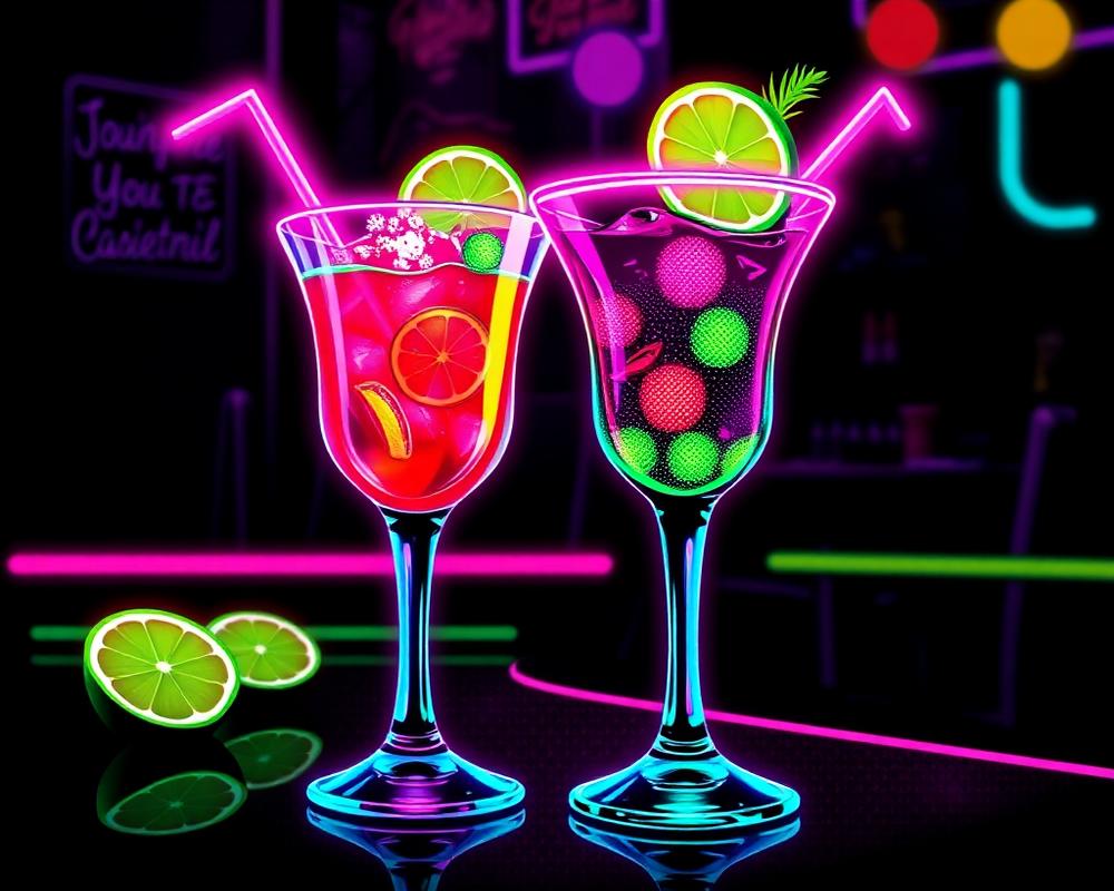 2 Signature Cocktails in pop-art neon styling