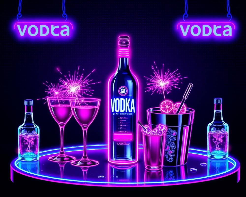 Vodka Bottle Service in pop-art neon styling